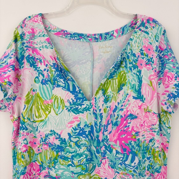 Lilly Pulitzer Sophilettta Dress Size XL Fished My Wish Pink Blue Green Shift - Picture 4 of 13